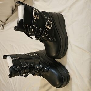 Black Platform Lace-Up Boots